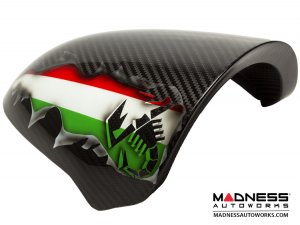 FIAT 500 Instrument Cover - Carbon Fiber - Koshi Composites - Italian Flag w/ Black Scorpion 
